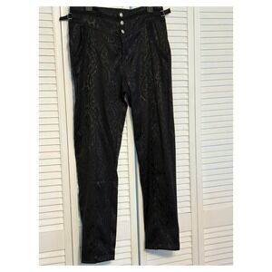 Vatpave Mens Black Paisley Damask Trousers Slim Fit Gothic Victorian Pants M